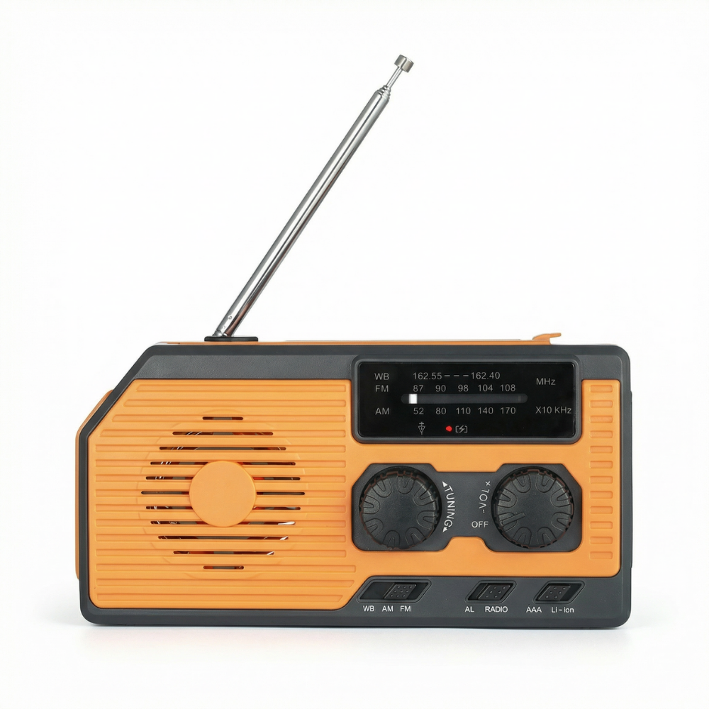 4-in-1 Notfallradio mit Solar, Kurbel & Powerbank – für Blackout & Outdoor