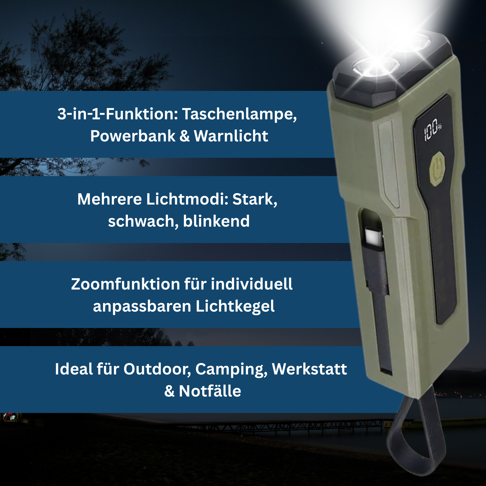 PowerBeam X – Die multifunktionale Lampe mit Powerbank