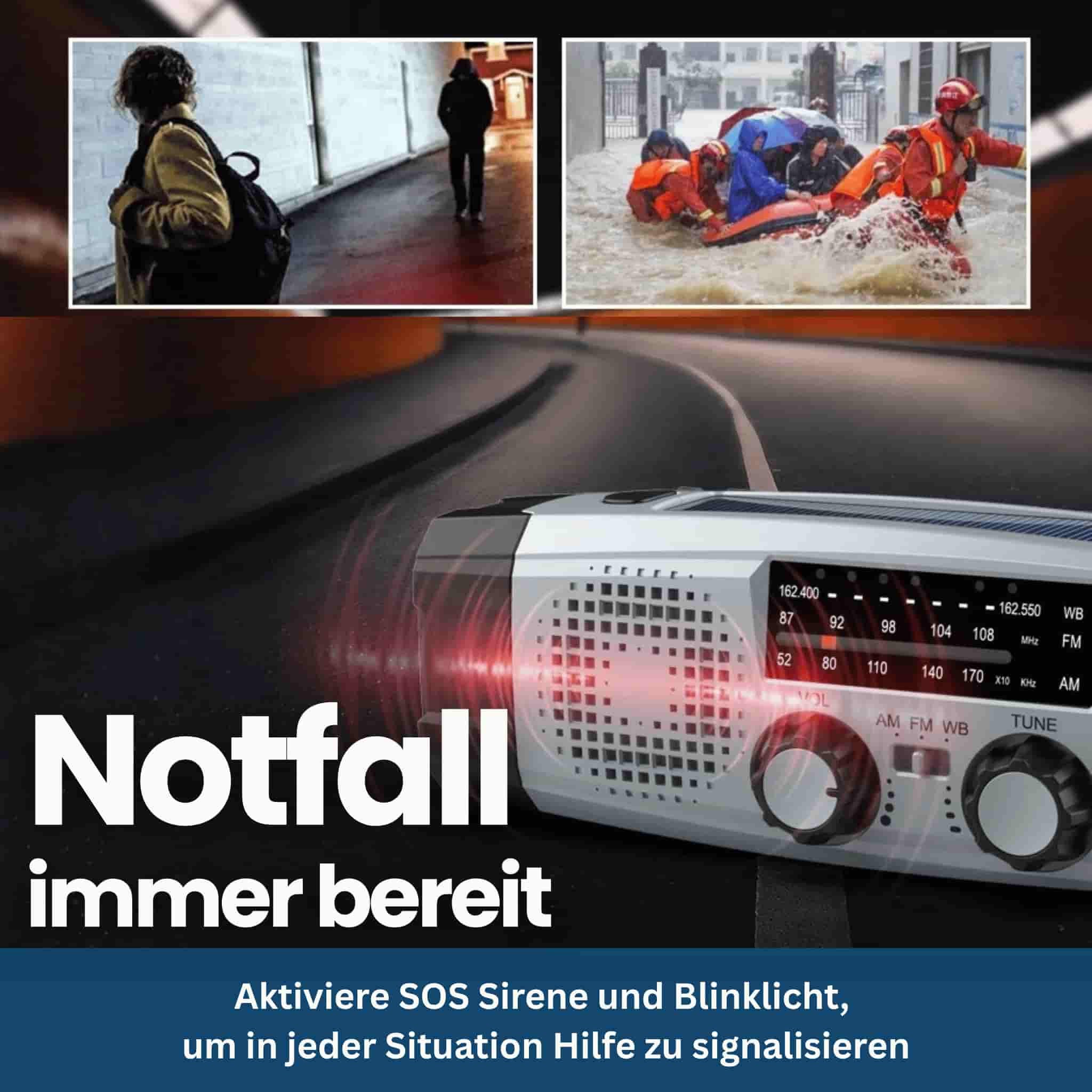 StormGuard 2000 – Solar-Notfallradio mit Kurbel, Licht & SOS