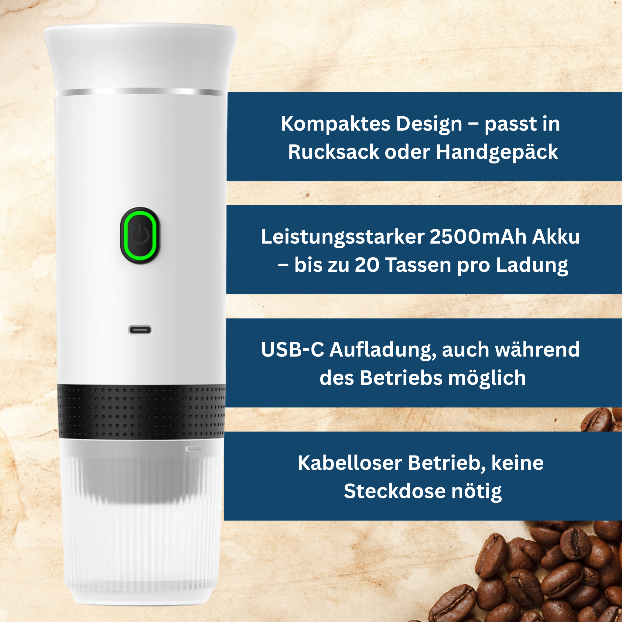 CoffeeGo Pro – Tragbare Kaffeemaschine
