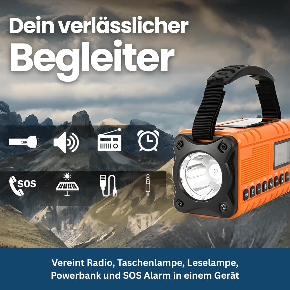 TrailGuard 10K – Solar-Radio & Taschenlampe mit Handkurbel