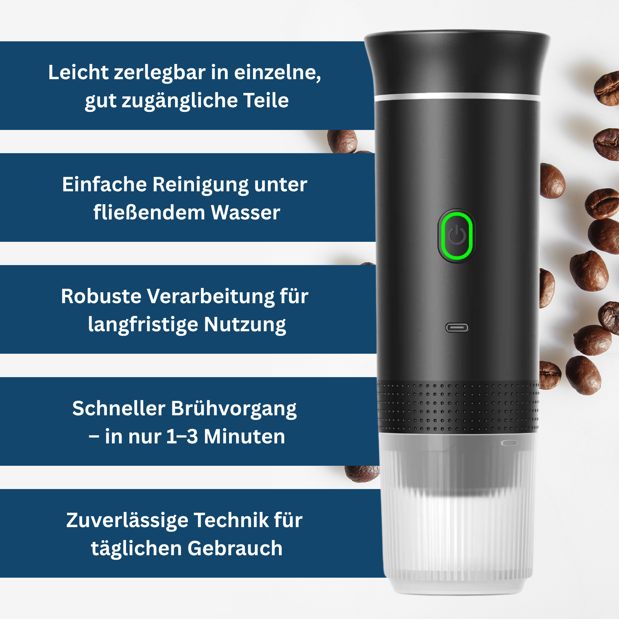 CoffeeGo Pro – Tragbare Kaffeemaschine