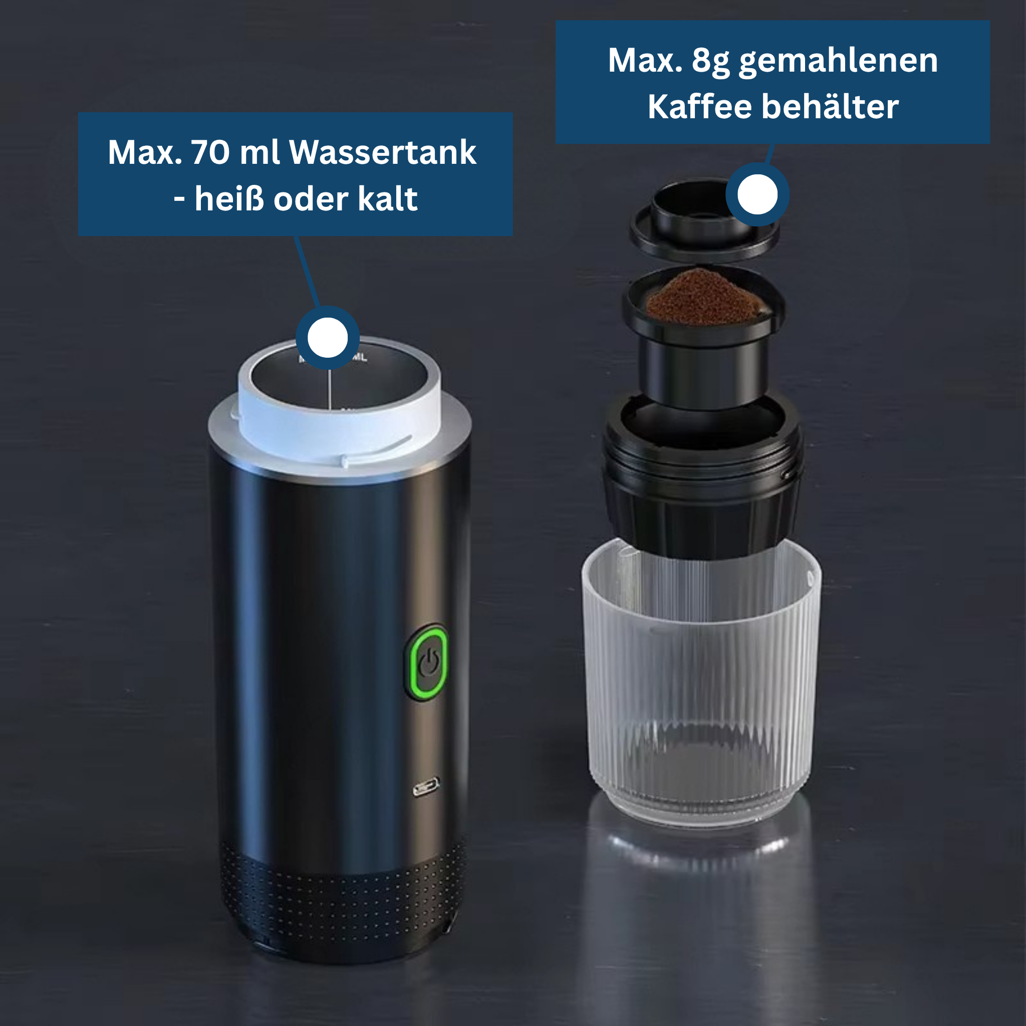 CoffeeGo Pro – Tragbare Kaffeemaschine