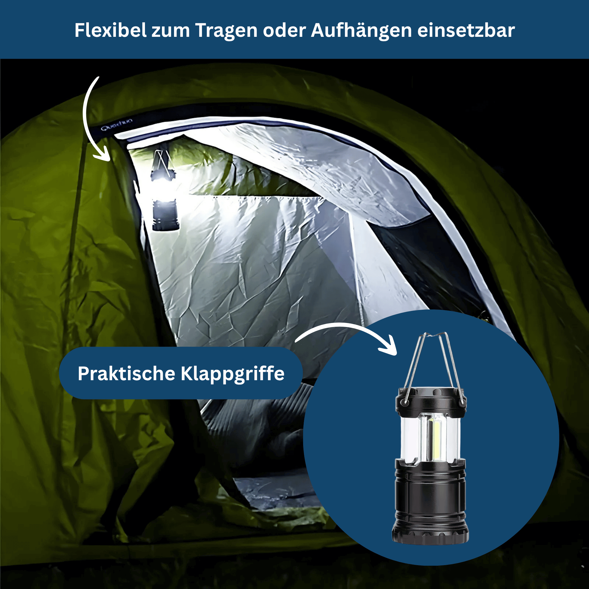 Kompakte LED-Campinglaterne – Hell & tragbar für Outdoor