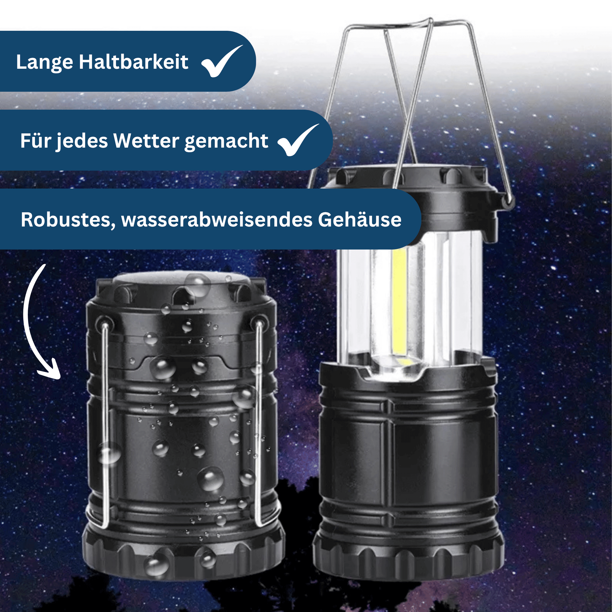 Kompakte LED-Campinglaterne – Hell & tragbar für Outdoor