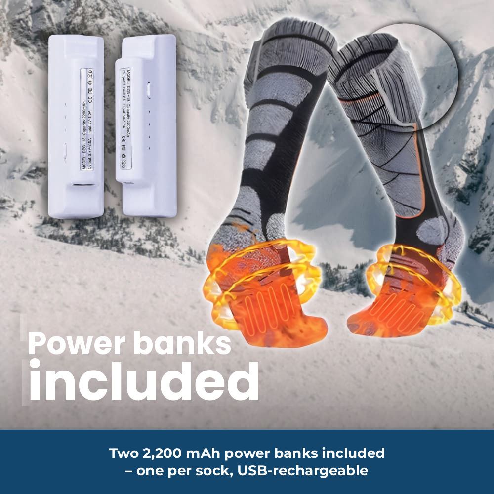Heated socks with power banks – two rechargeable power banks included